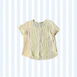 Yellow and white stripes Christian siriano 100% linen blouse